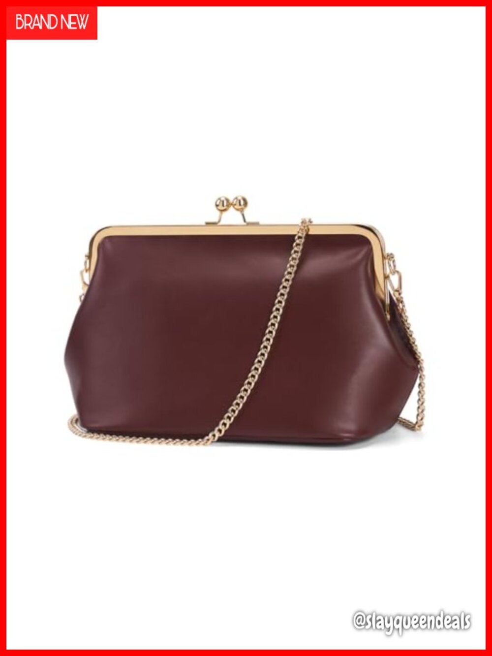 Kiss Lock Crossbody Bag PU Medium Handbags Kiss Clasp Shoulder Bag Tote Purse